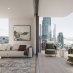 Lounge, balcony area of a 3-bedroom apartment with stunning views at 26 Vista, Surfers Paradise